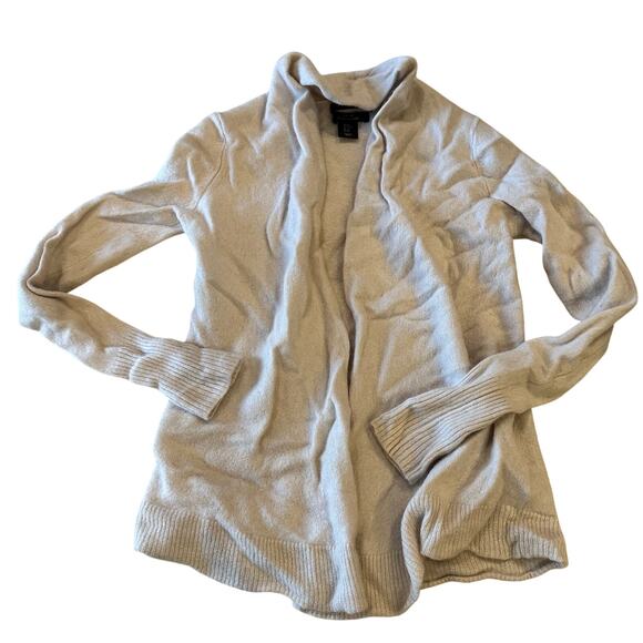 Tahari M Pure Luxe 100% 2-Ply Cashmere Cardigan Sweater Taupe Brown Soft Career - Picture 1 of 10